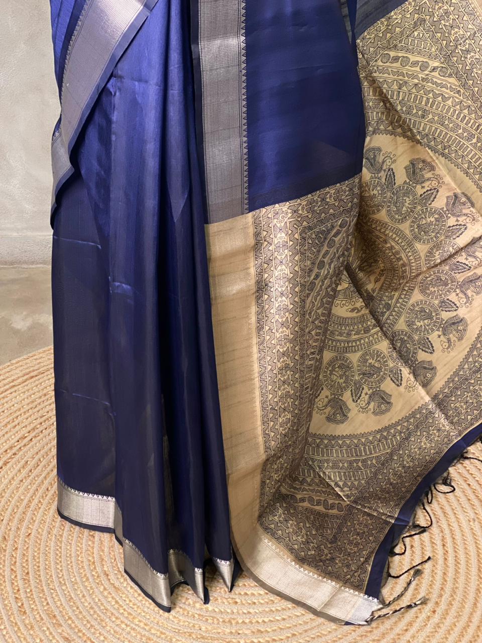 Blue silk cotton saree- PBR49K