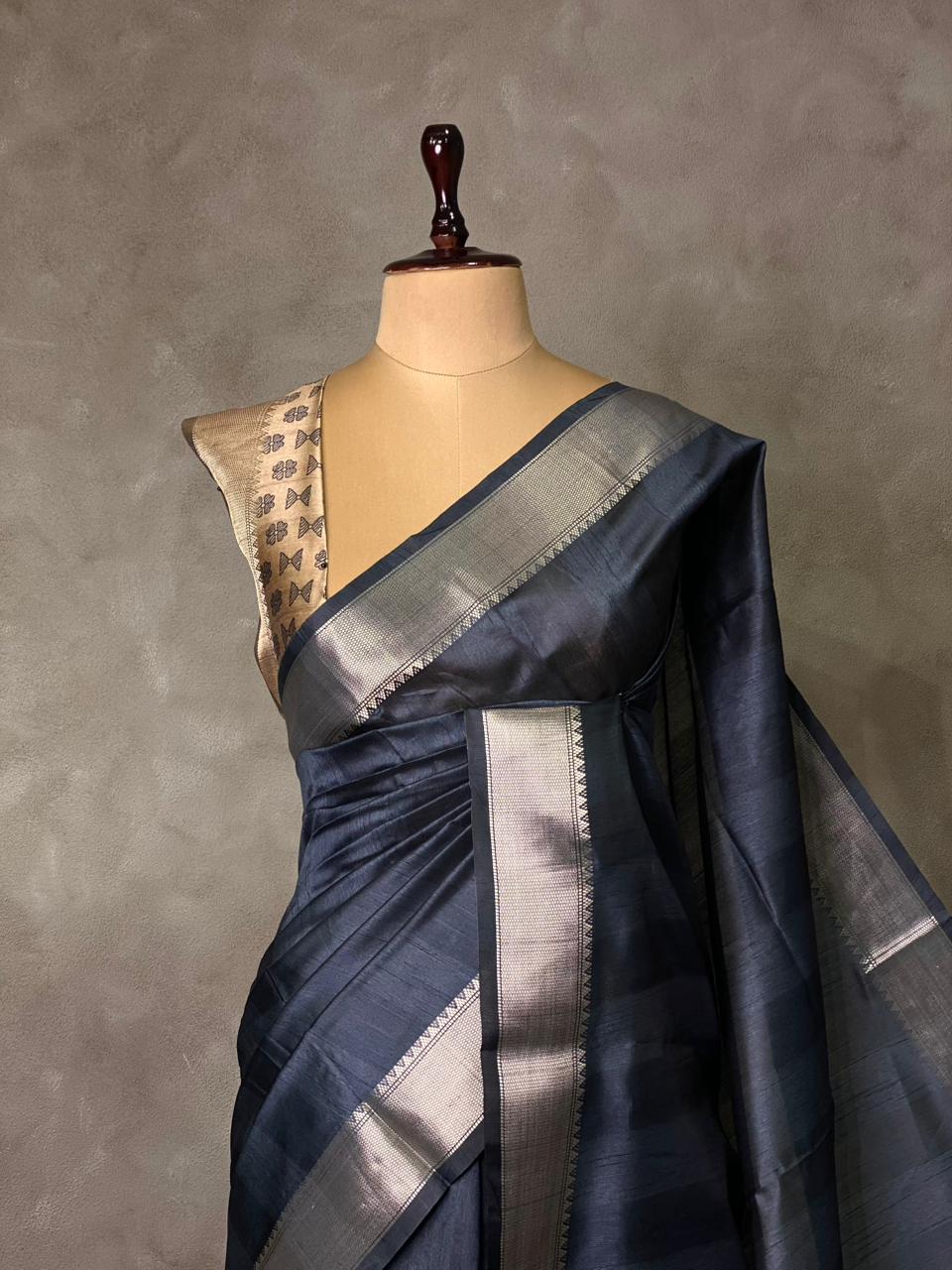 Blue silk cotton saree- PBR49J