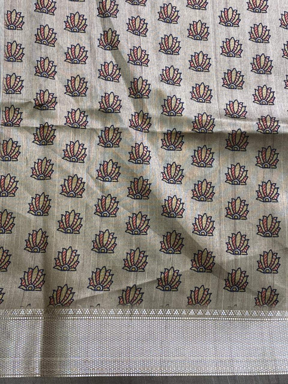 Bluish grey silk cotton saree- PBR49L
