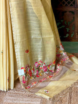 Yellow organza tissue saree- PBR51B