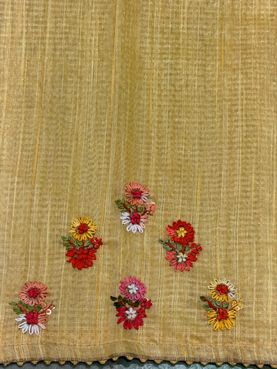 Yellow organza tissue saree- PBR51B