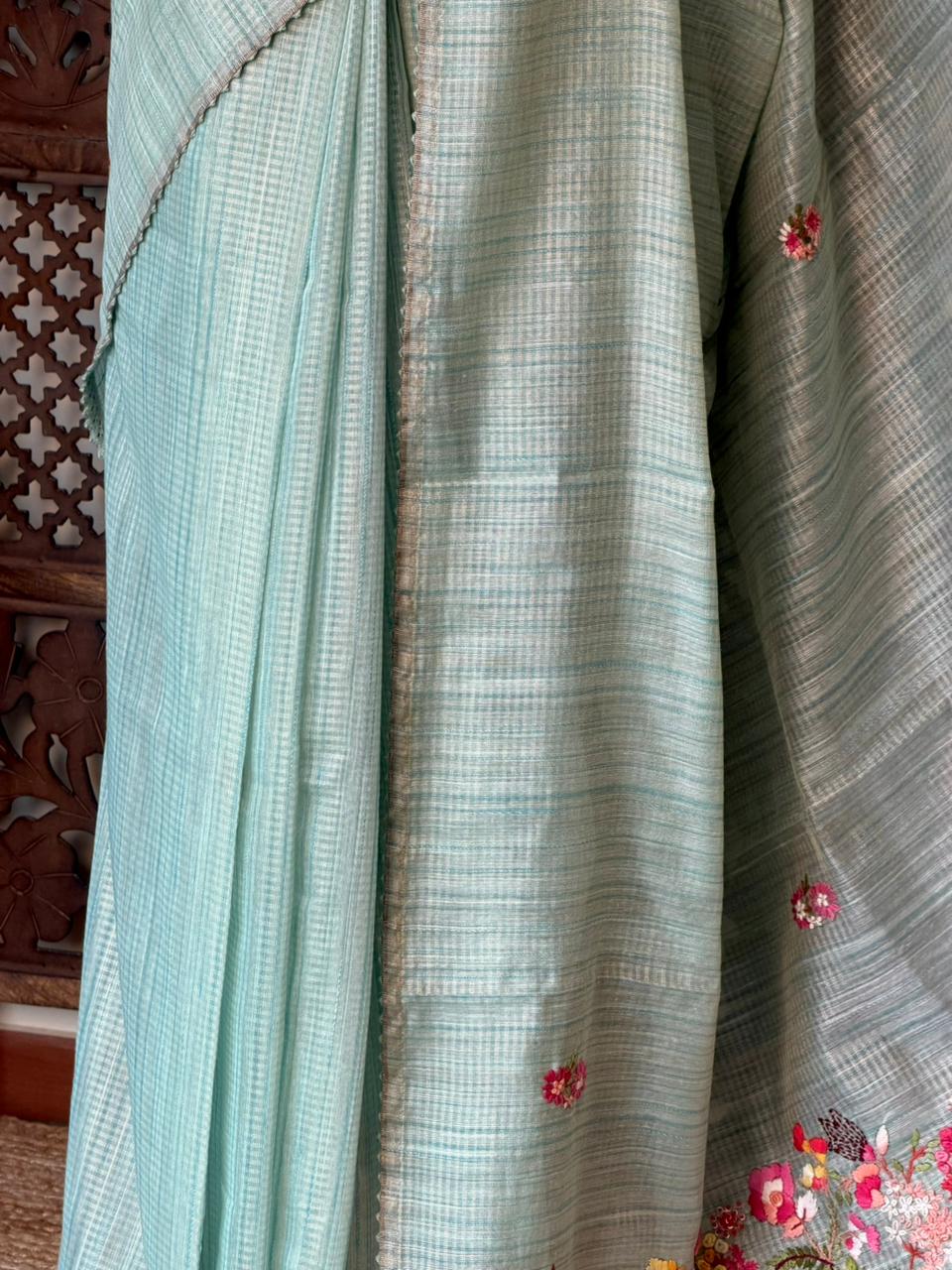 Pastal blue organza tissue saree- PBR51C