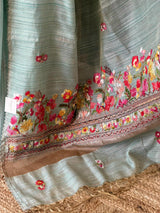Pastal blue organza tissue saree- PBR51C