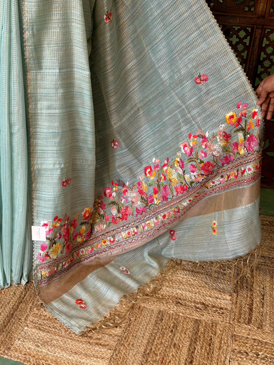 Pastal blue organza tissue saree- PBR51C