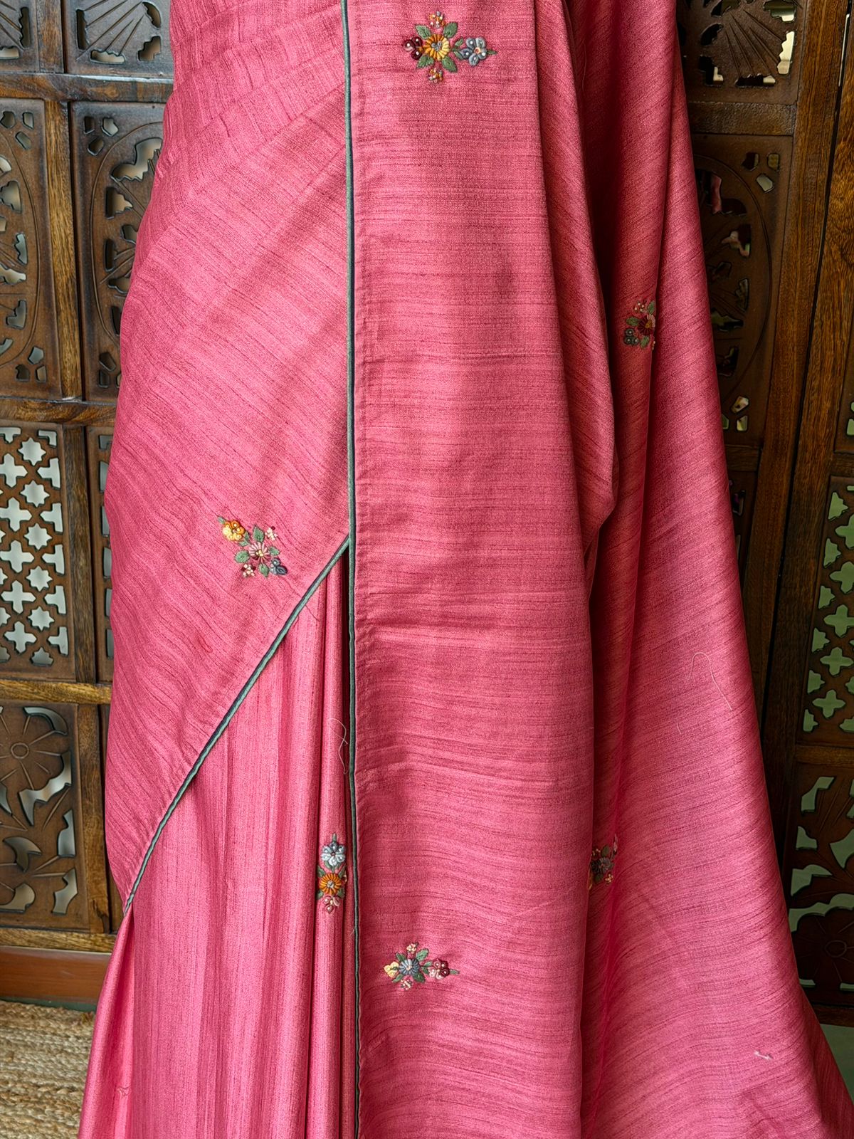 Pink soft tusser silk saree : PBR52B