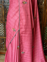 Pink soft tusser silk saree : PBR52B