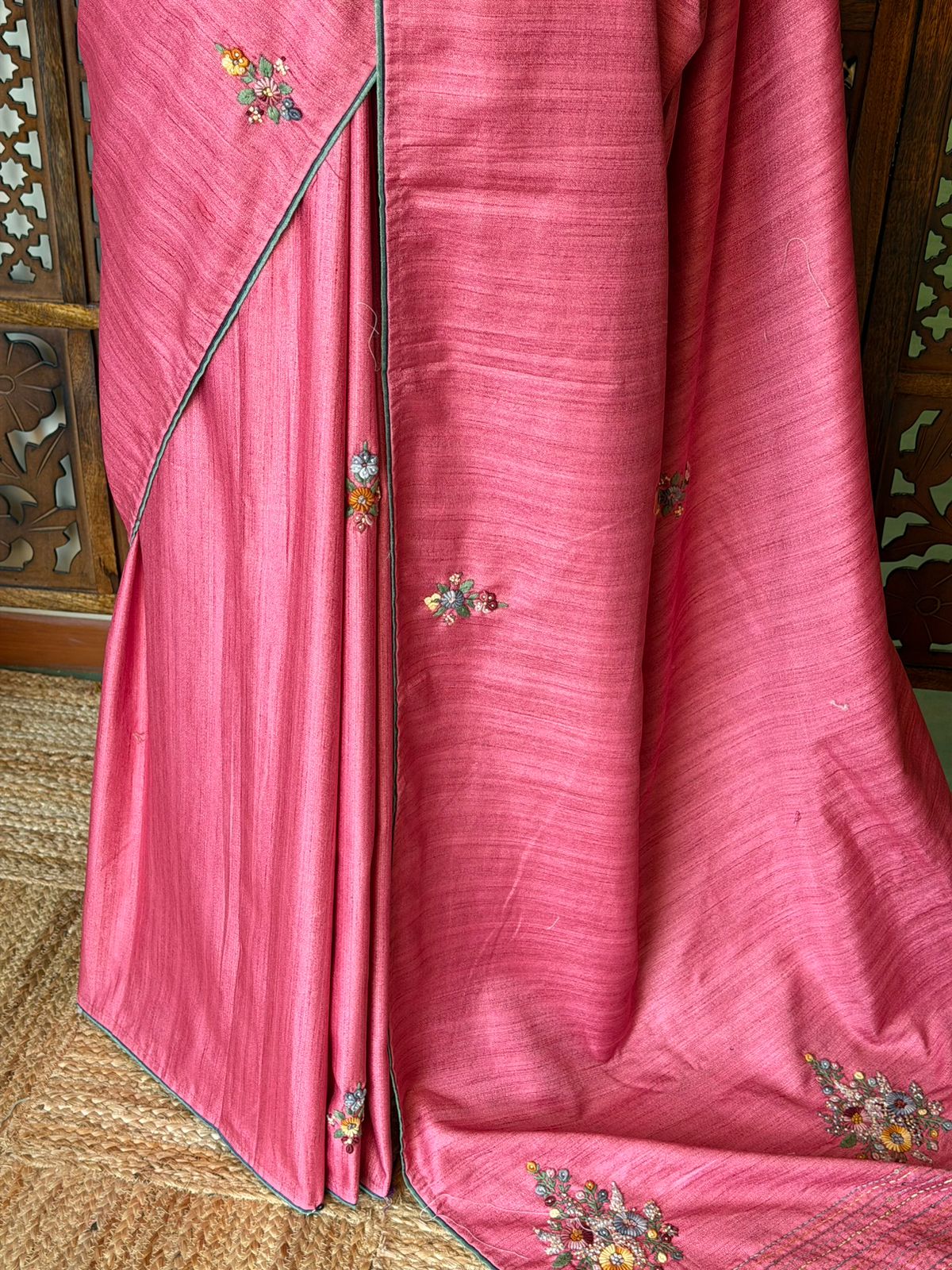 Pink soft tusser silk saree : PBR52B
