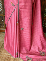 Pink soft tusser silk saree : PBR52B
