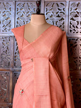 Peach Linen tissue saree: PBR53B