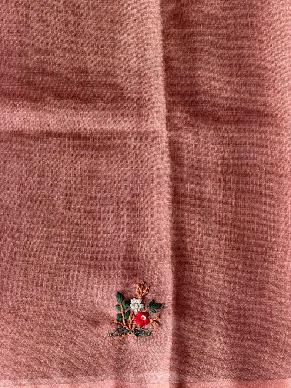 Peach Linen tissue saree: PBR53B