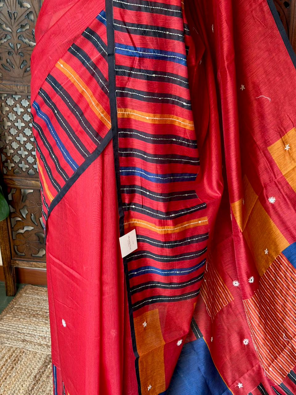 Red chanderi saree: PBR54