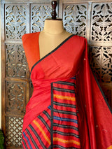 Red chanderi saree: PBR54