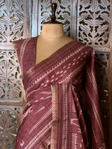 Deep Burgundy Tusser silk saree: PBR55AA