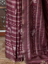 Deep Burgundy Tusser silk saree: PBR55AA