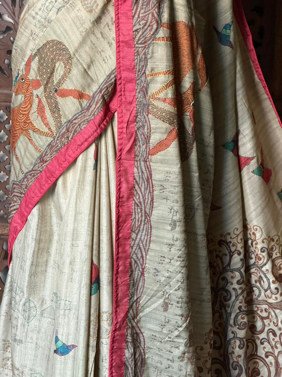 Soft tusser silk saree: PBR54AC