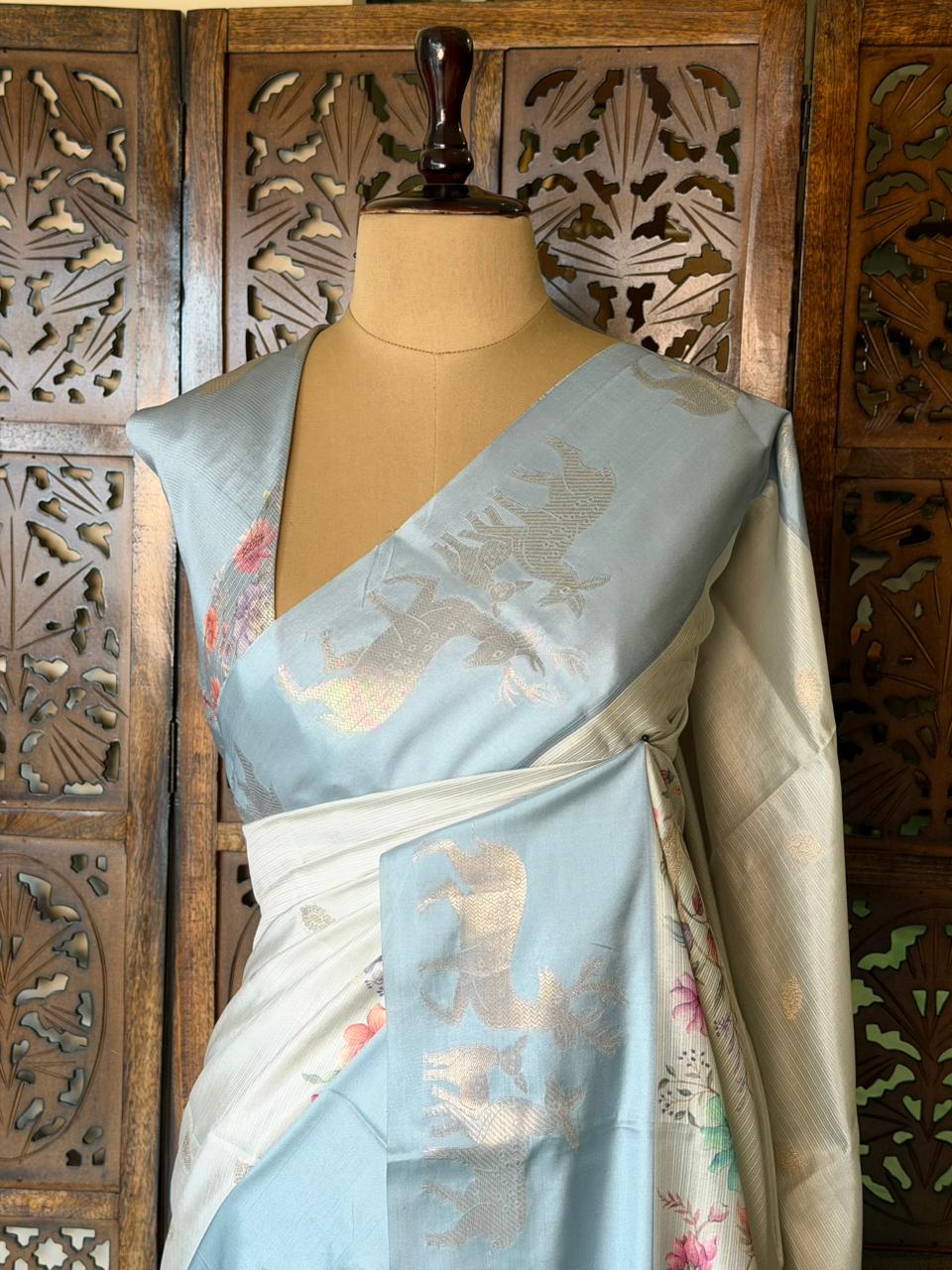 Pastal Blue Soft silk saree: PBR55