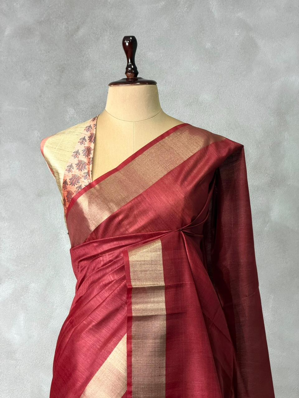 Maroon silk cotton saree- PBR49P