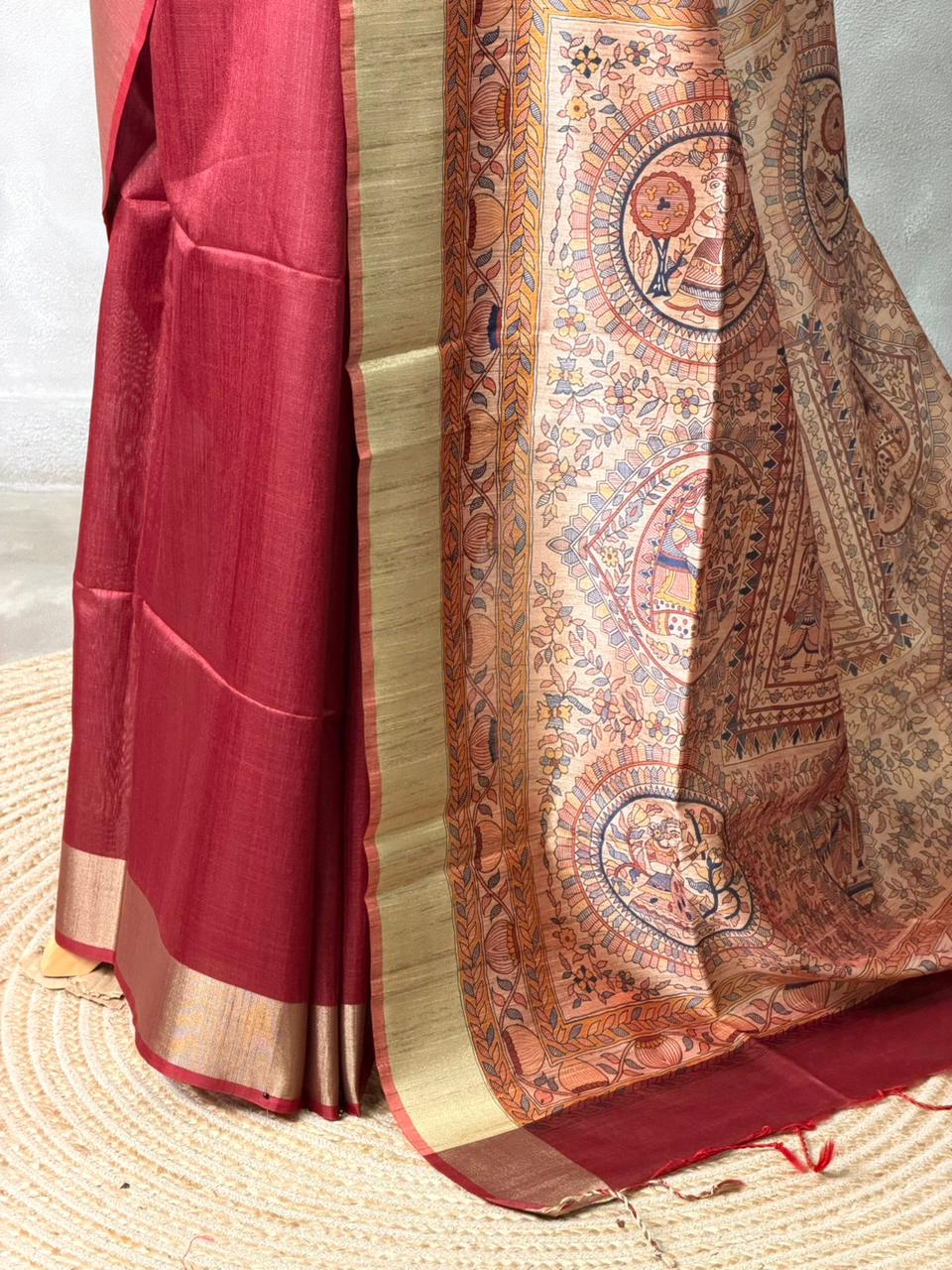 Maroon silk cotton saree- PBR49P