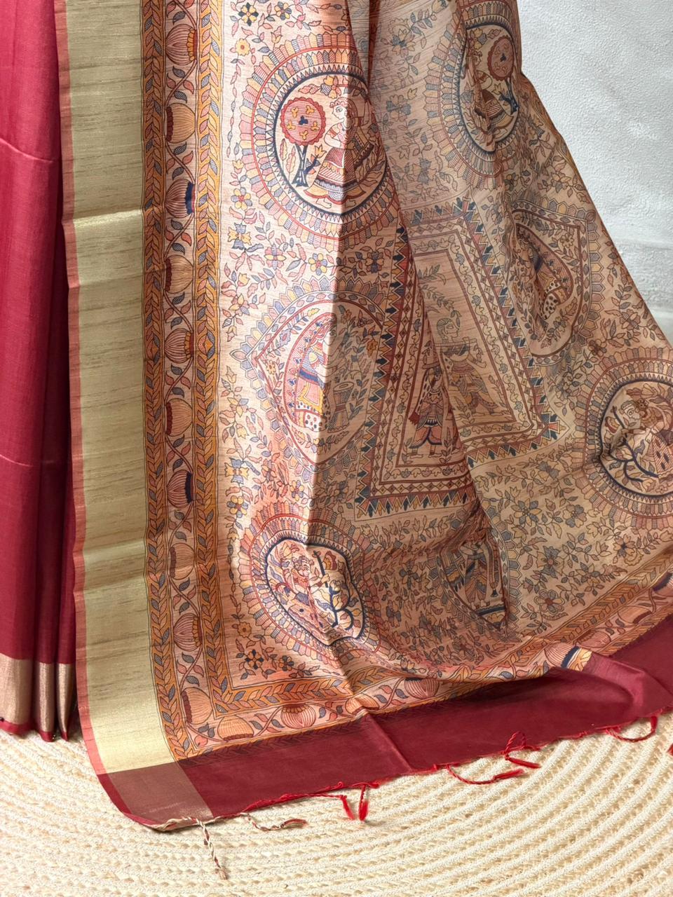 Maroon silk cotton saree- PBR49P