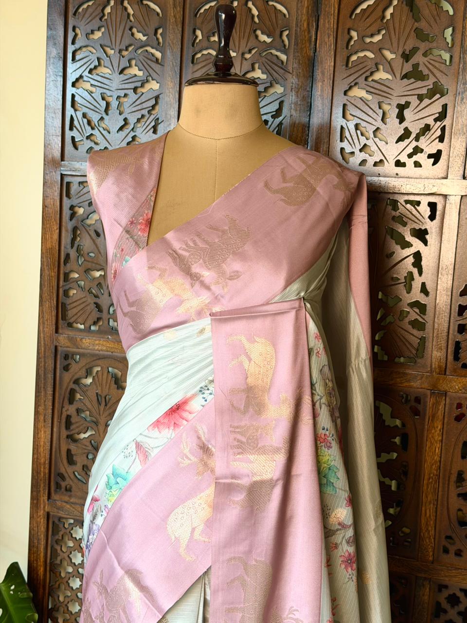 Onion Pink Soft silk saree: PBR55B