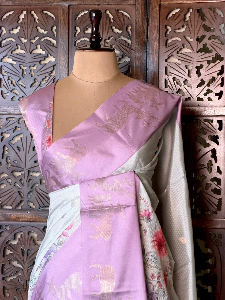 Lilac Pink Soft silk saree: PBR55A
