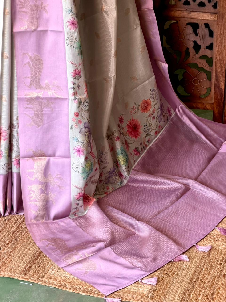 Lilac Pink Soft silk saree: PBR55A
