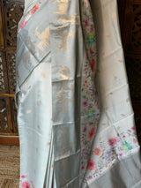 Greyish blue Soft silk saree: PBR55C