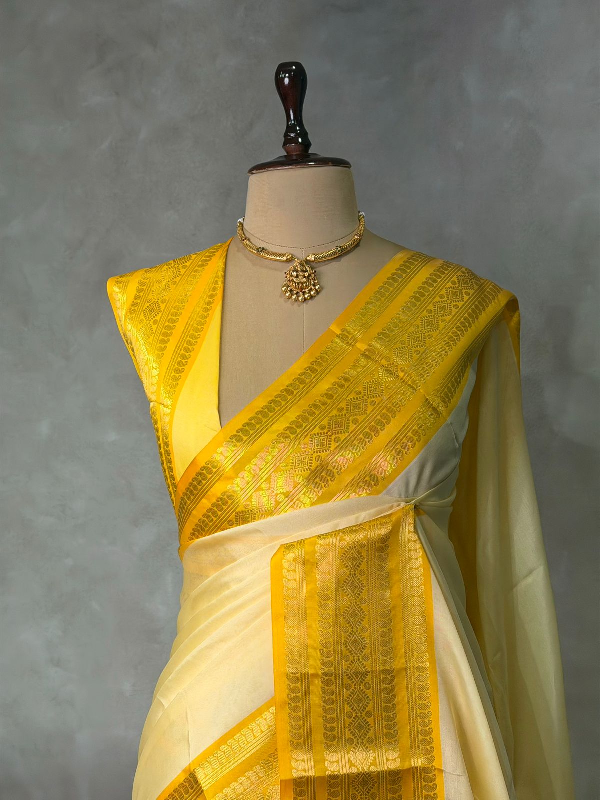 Light and dark yellow Semi banarasi silk saree - PIH92