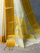 Light and dark yellow Semi banarasi silk saree - PIH92