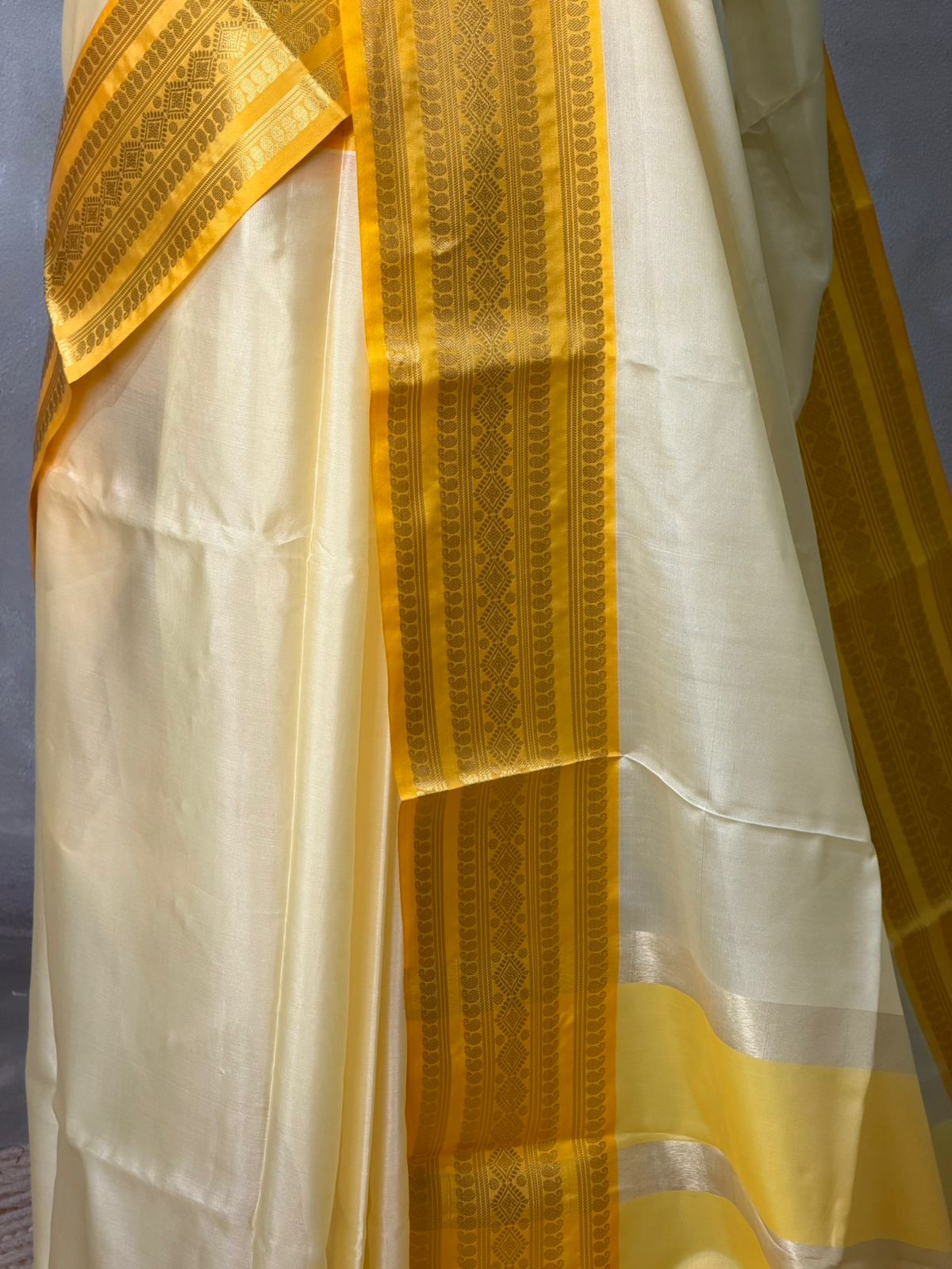 Light and dark yellow Semi banarasi silk saree - PIH92