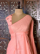 Peach soft tusser silk saree : PBR52C