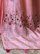 Peach soft tusser silk saree : PBR52C