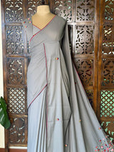 Grey soft Chiffon saree : PBR52F