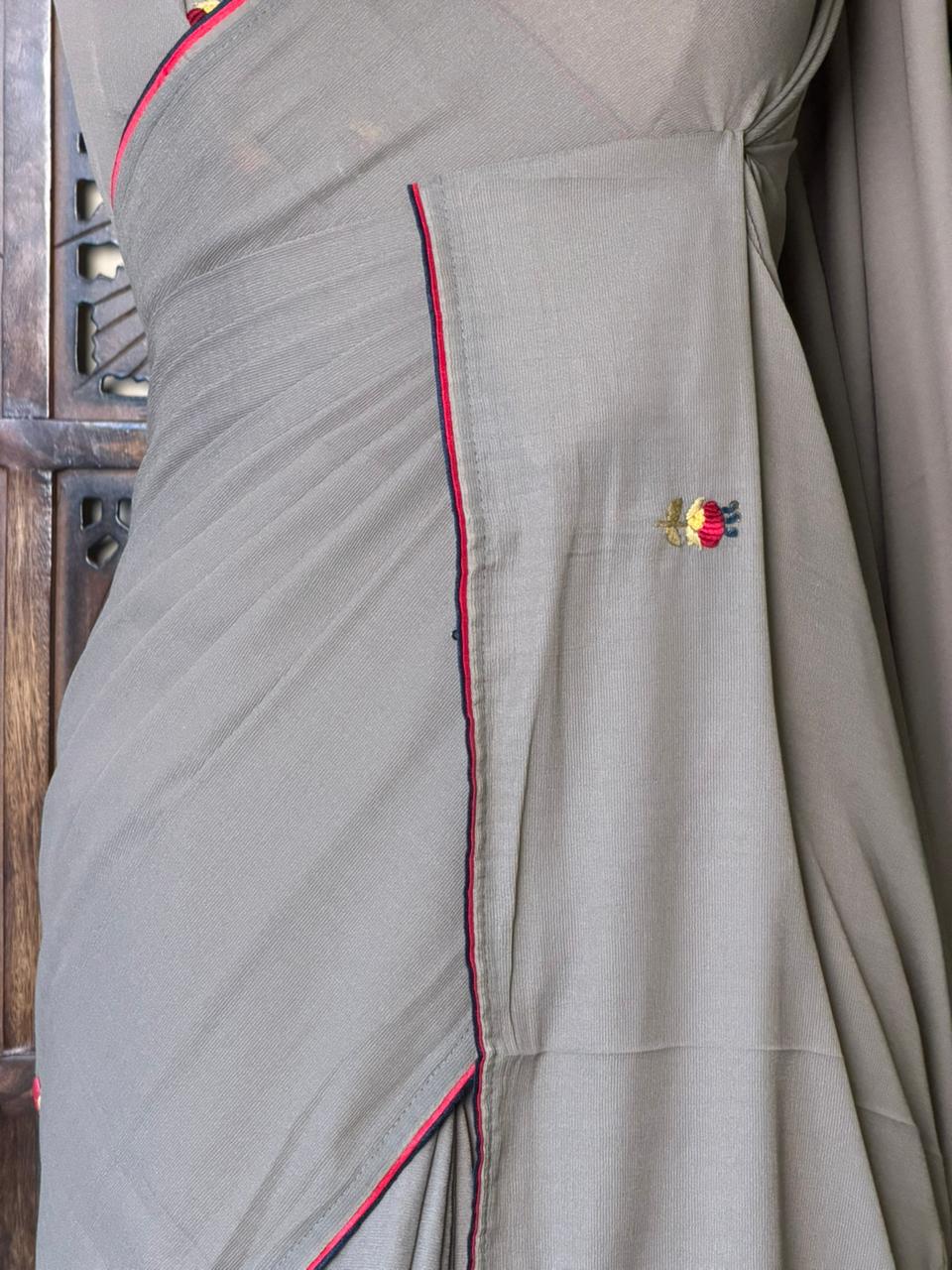 Grey soft Chiffon saree : PBR52F