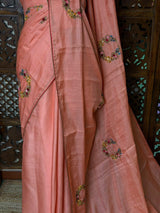 Peach soft tusser silk saree : PBR52D