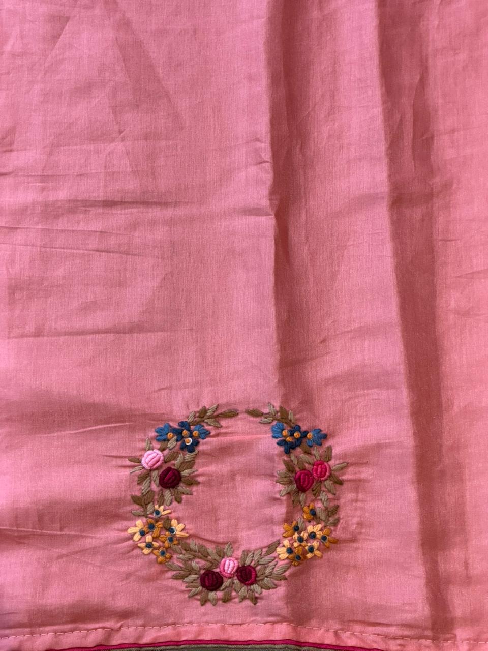 Peach soft tusser silk saree : PBR52D