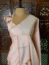Nude Pink soft tusser silk saree : PBR52E