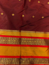 Maroon and Yellow Semi banarasi silk saree - PIH94