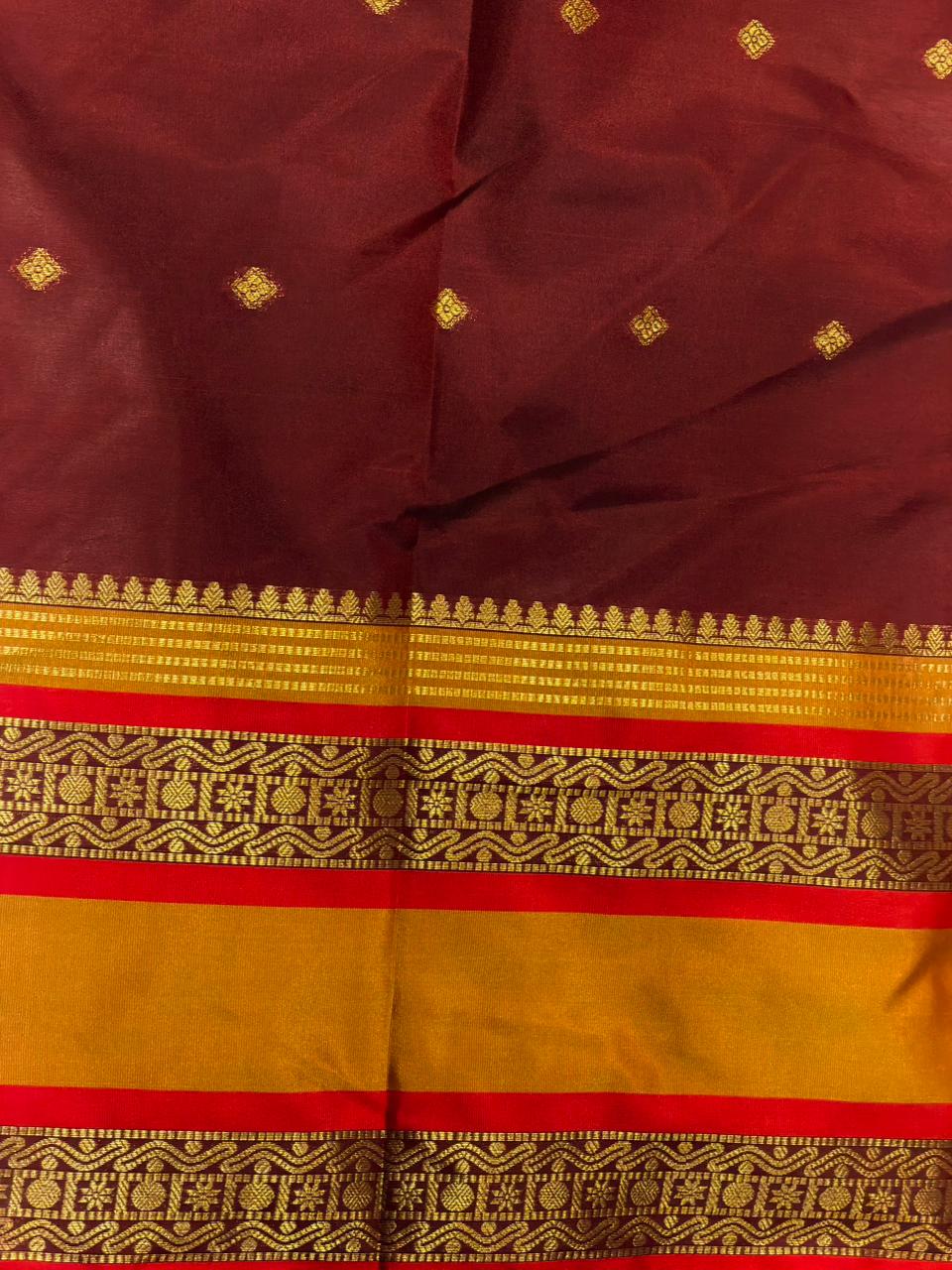 Maroon and Yellow Semi banarasi silk saree - PIH94
