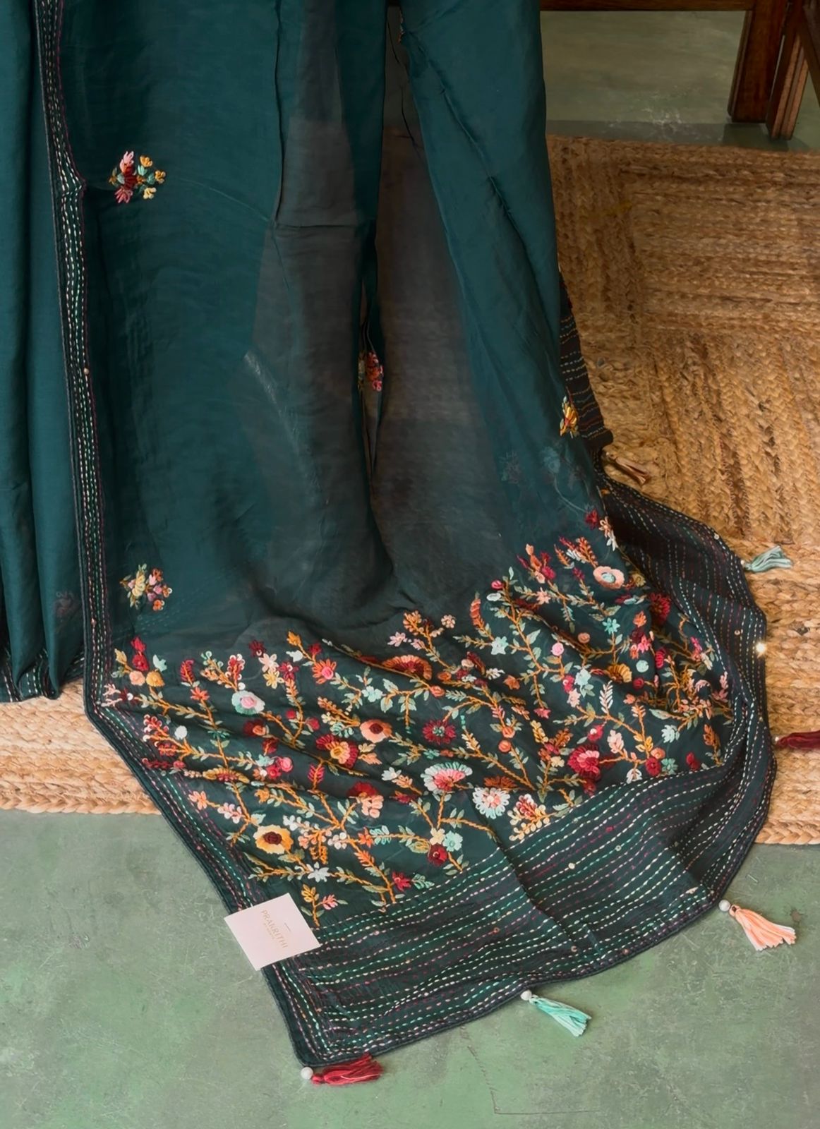Dark green soft Chiffon saree : PBR52F1