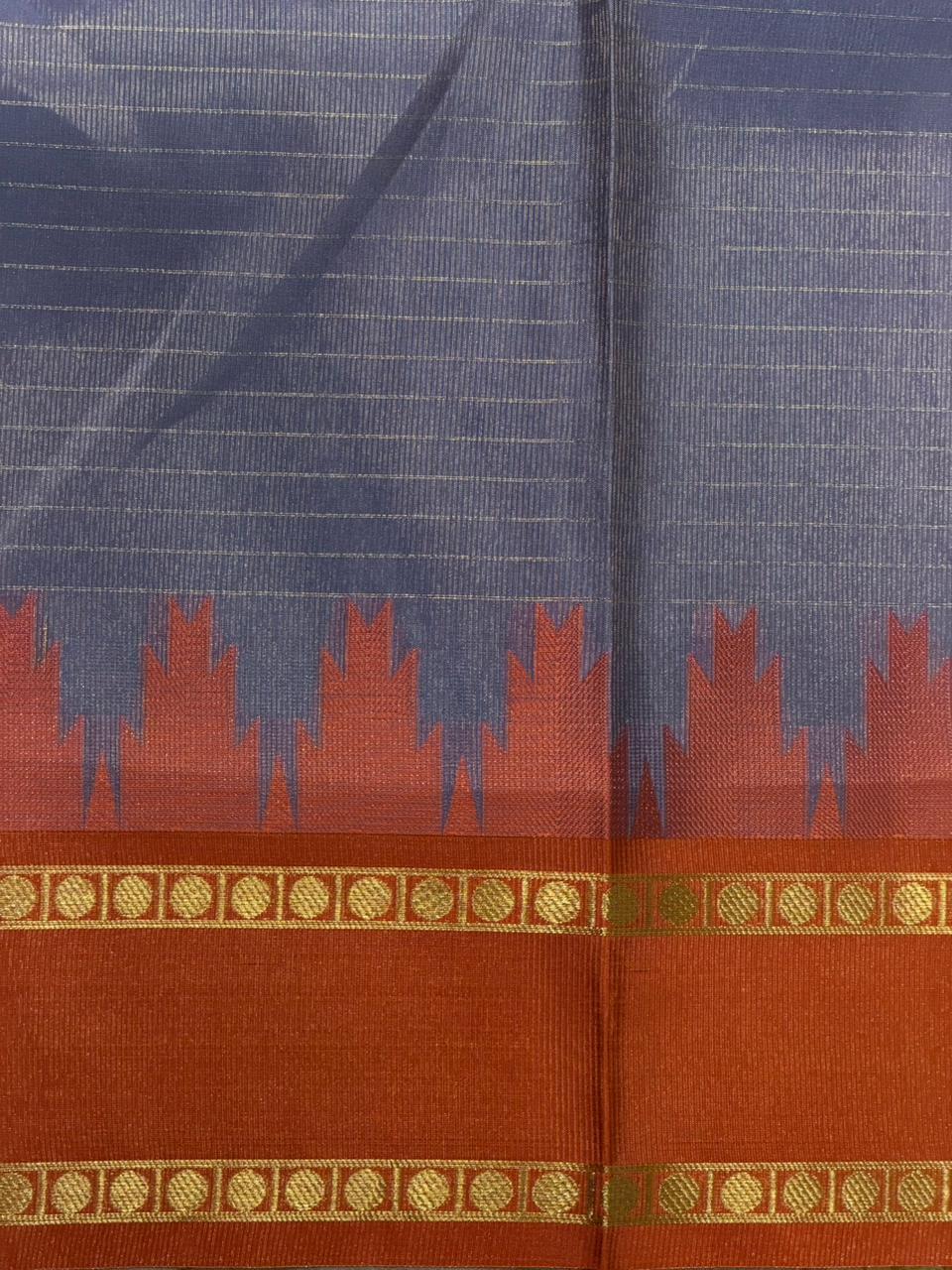 Lavender and Red Semi banarasi silk saree - PIH91