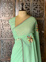 Pastal green soft Chiffon saree : PBR52F3