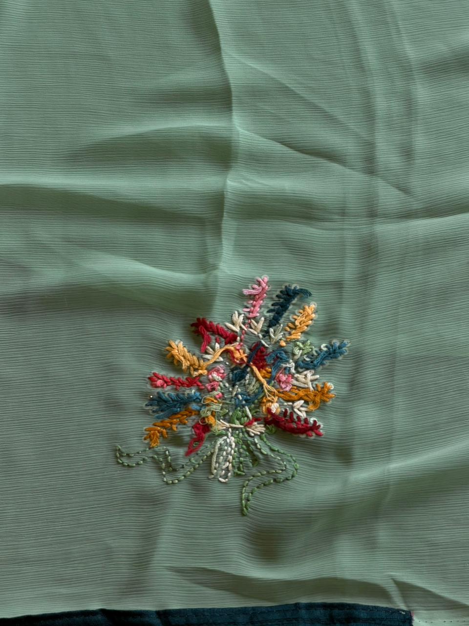 Pastal green soft Chiffon saree : PBR52F3