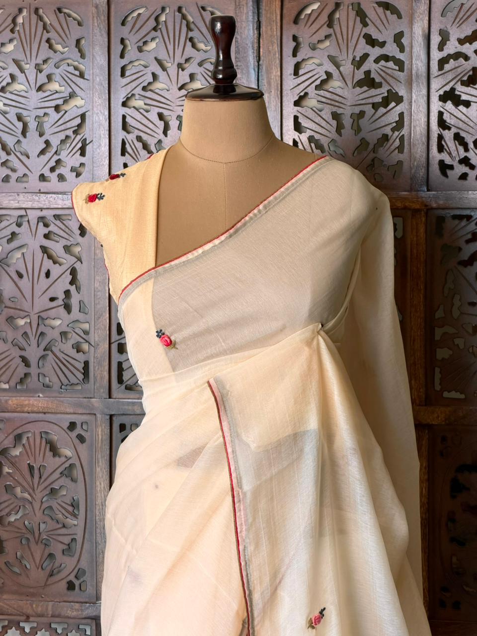 Nude Yellow soft muslin saree : PBR52G