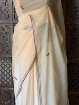 Nude Yellow soft muslin saree : PBR52G