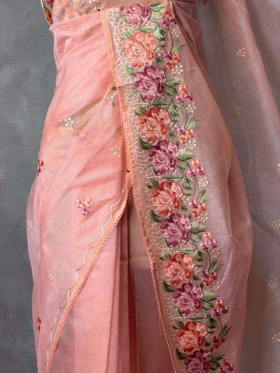 Peach Net kotta saree - PBR34B1