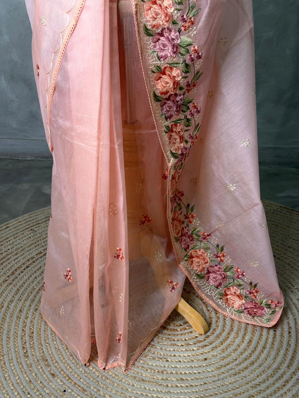Peach Net kotta saree - PBR34B1