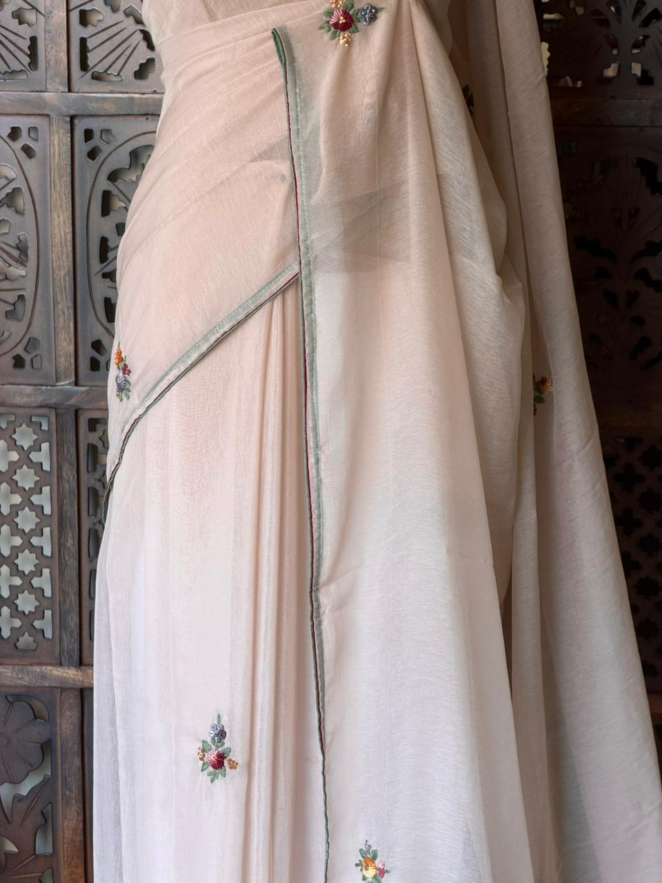 Nude Pink soft Chiffon saree : PBR52F4