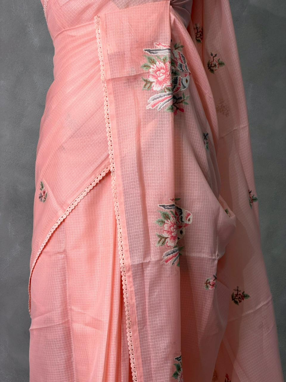 Peach Net kotta saree - PBR34B2