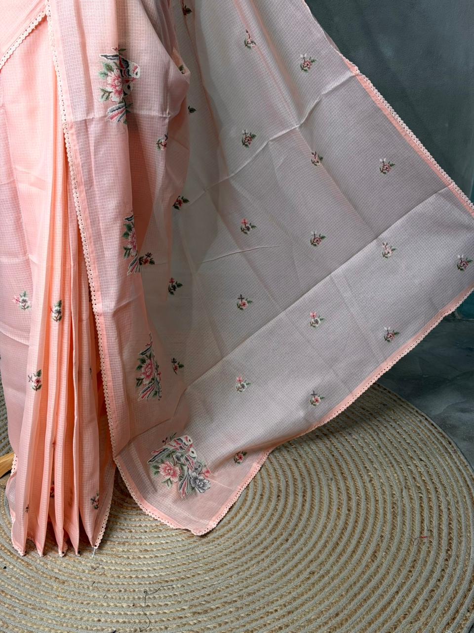 Peach Net kotta saree - PBR34B2